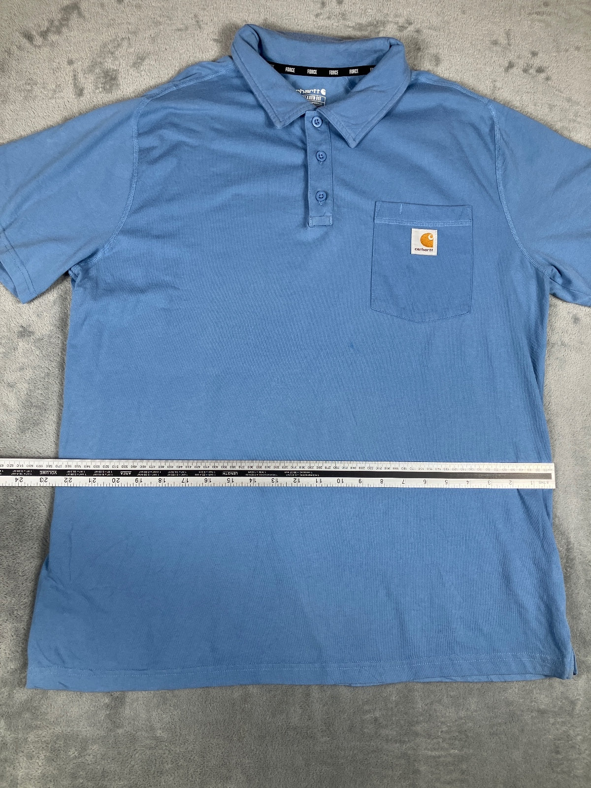 Carhartt Relaxed Fit Blue Polo Vintage Shirt Size Large