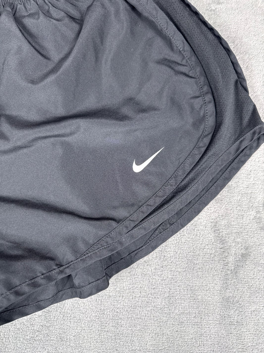 Nike Black Athletic Running Shorts with White Swoosh Logo -M