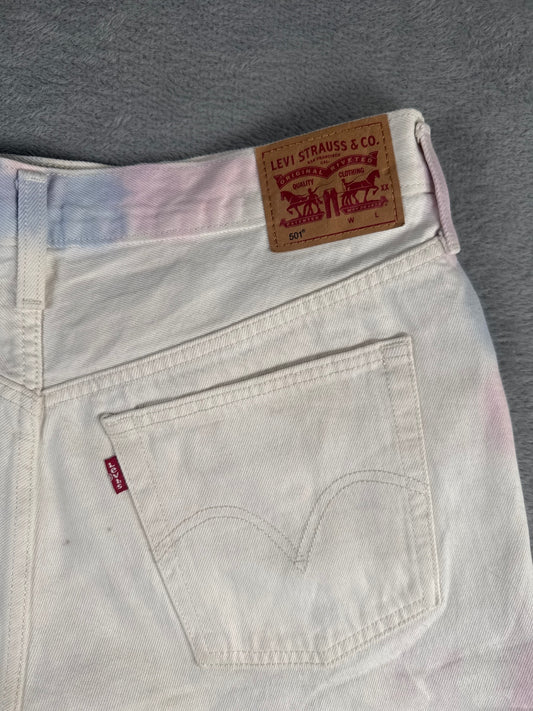 Levi's 501 High Waist Tie-Dye White Denim Shorts - W32