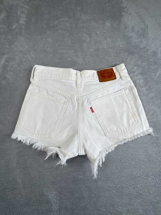Levi's 501 White Denim Distressed Shorts W25