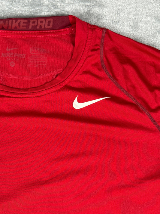 Nike Pro Red Short Sleeve Athletic Shirt - Medium