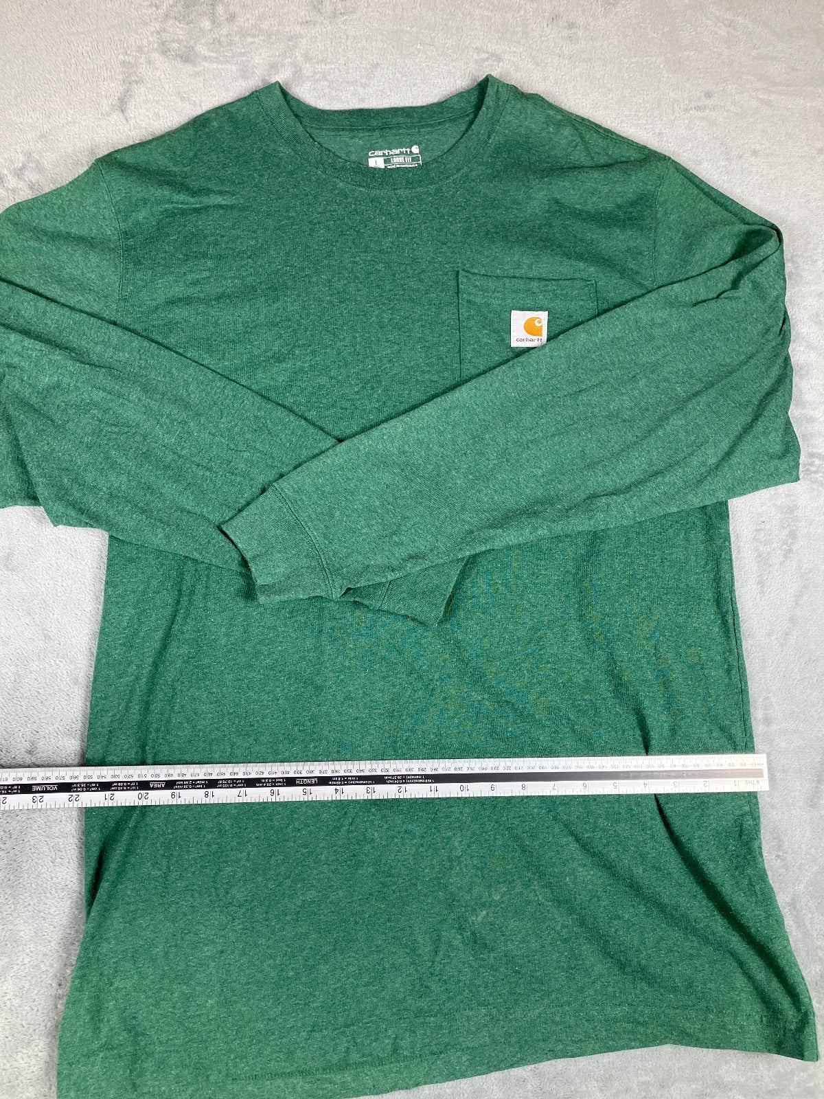 Carhartt Loose Fit Long Sleeve Green Pocket T-Shirt Size L