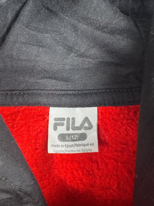 FILA Boys Red and Black Hoodie Sweatshirt Size L (12)
