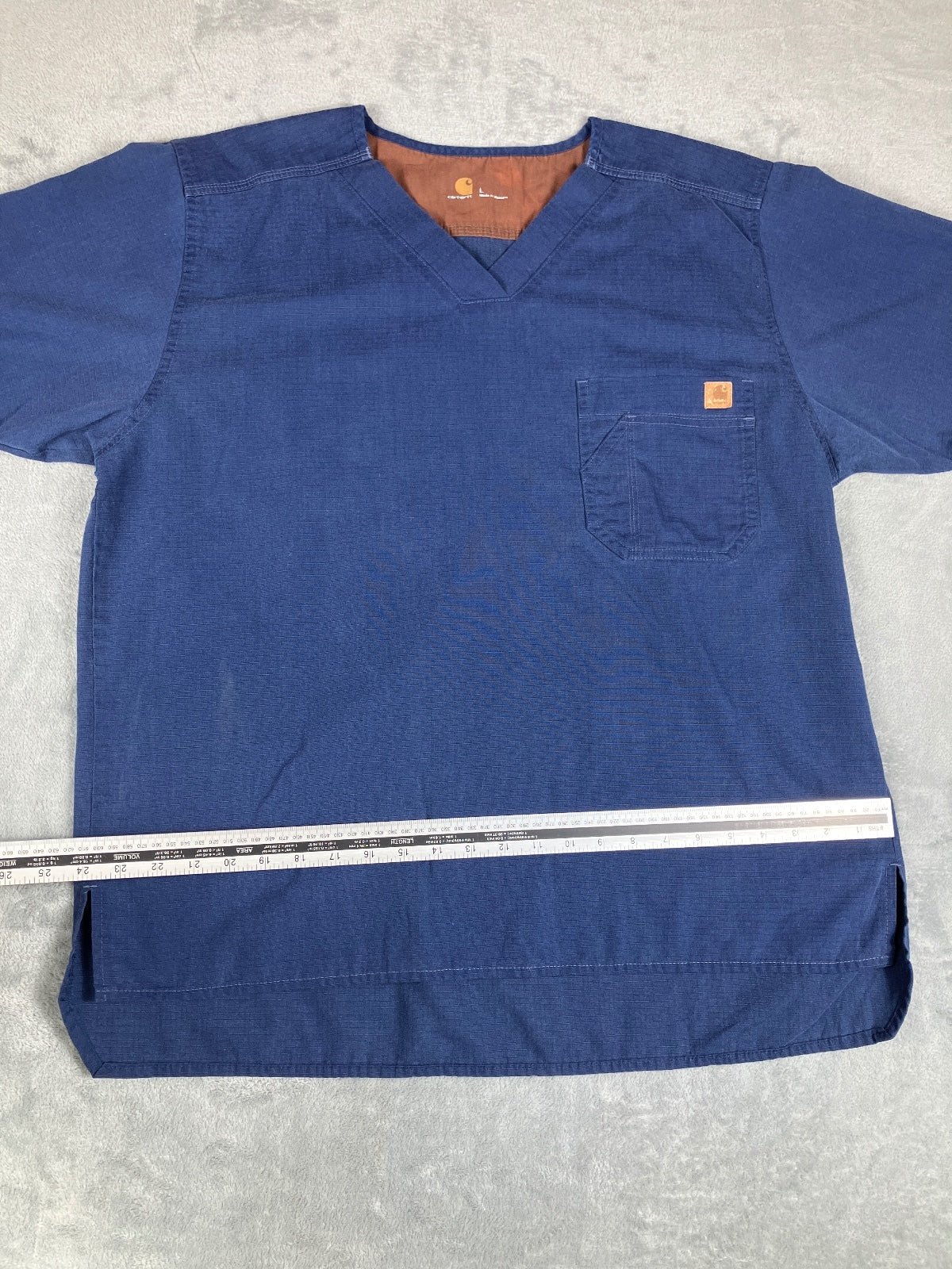 Carhartt Navy Blue V-Neck Work Shirt Large