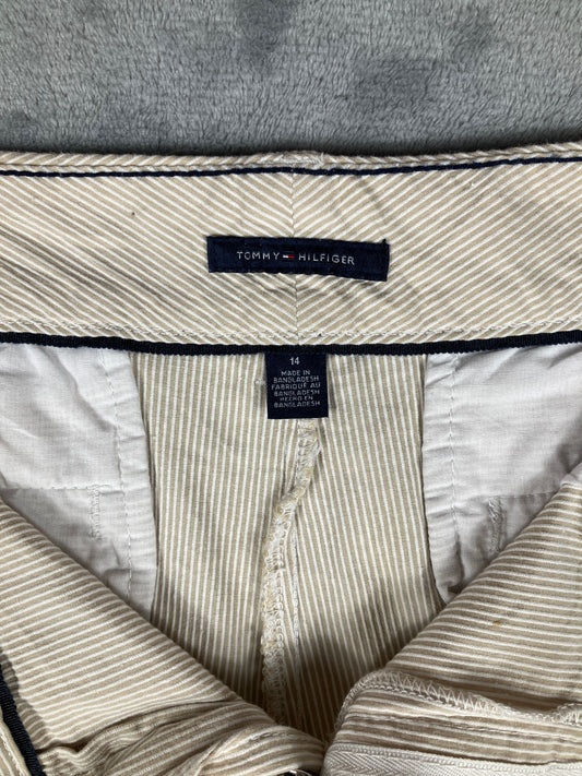 Tommy Hilfiger Vintage Beige Striped Cotton Shorts Size 14