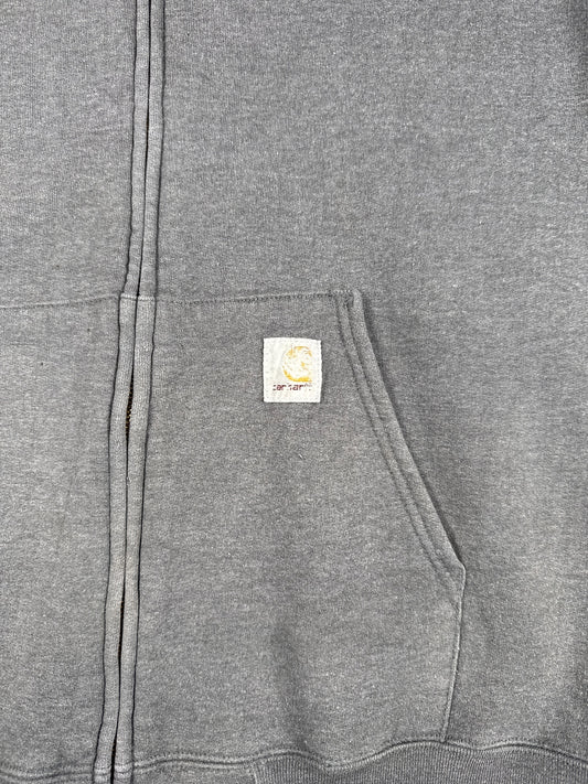 Carhartt Grey Zip-Up Hoodie Sweatshirt Size Large