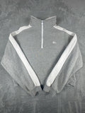 Stussy Grey and White Cropped Quarter Zip Sweatshirt Size 6