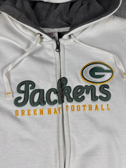 NFL Green Bay Packers White Zip-Up Hoodie - XXL