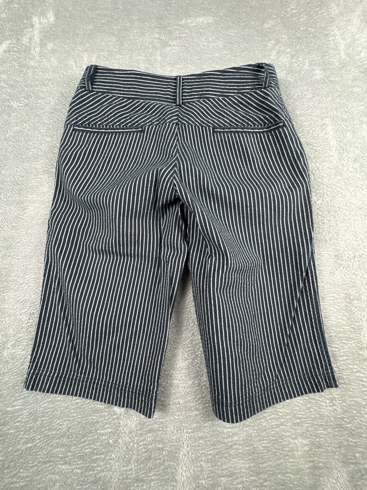 Lacoste Navy Blue and White Pinstripe Bermuda Shorts W28