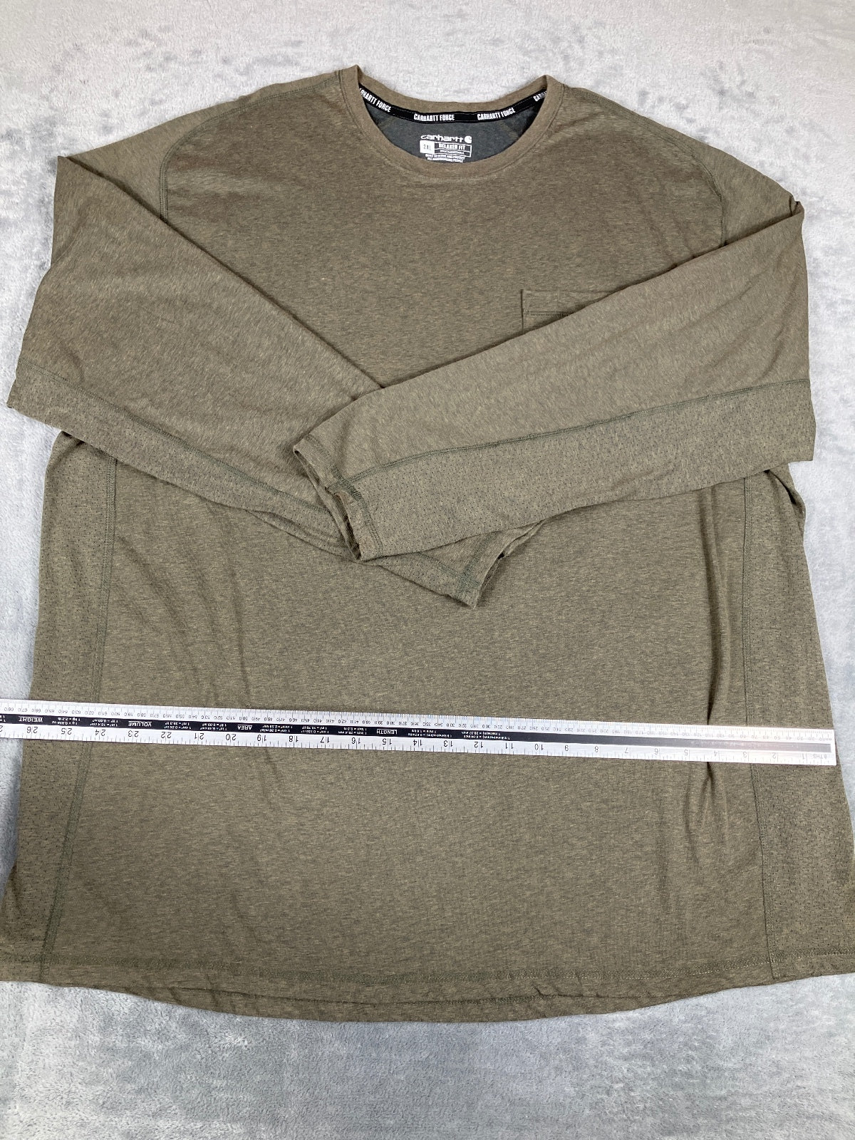 Carhartt Force Relaxed Fit Long Sleeve Olive T-Shirt 2XL