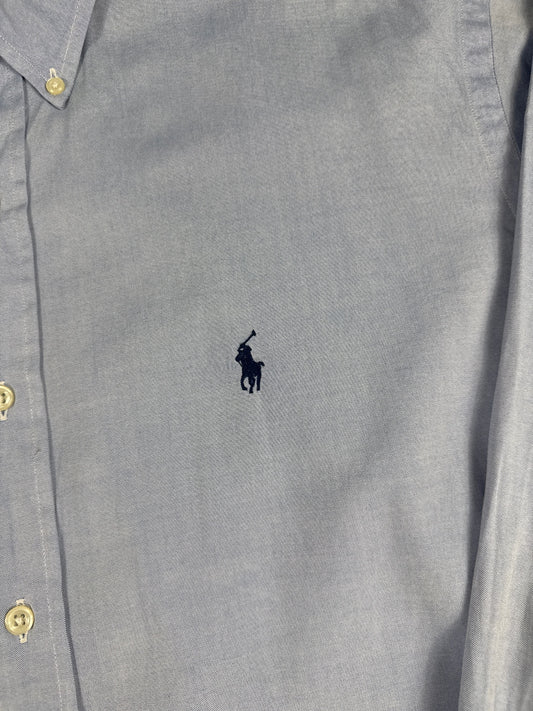 Ralph Lauren Yarmouth Blue Cotton Pinpoint Shirt Size L