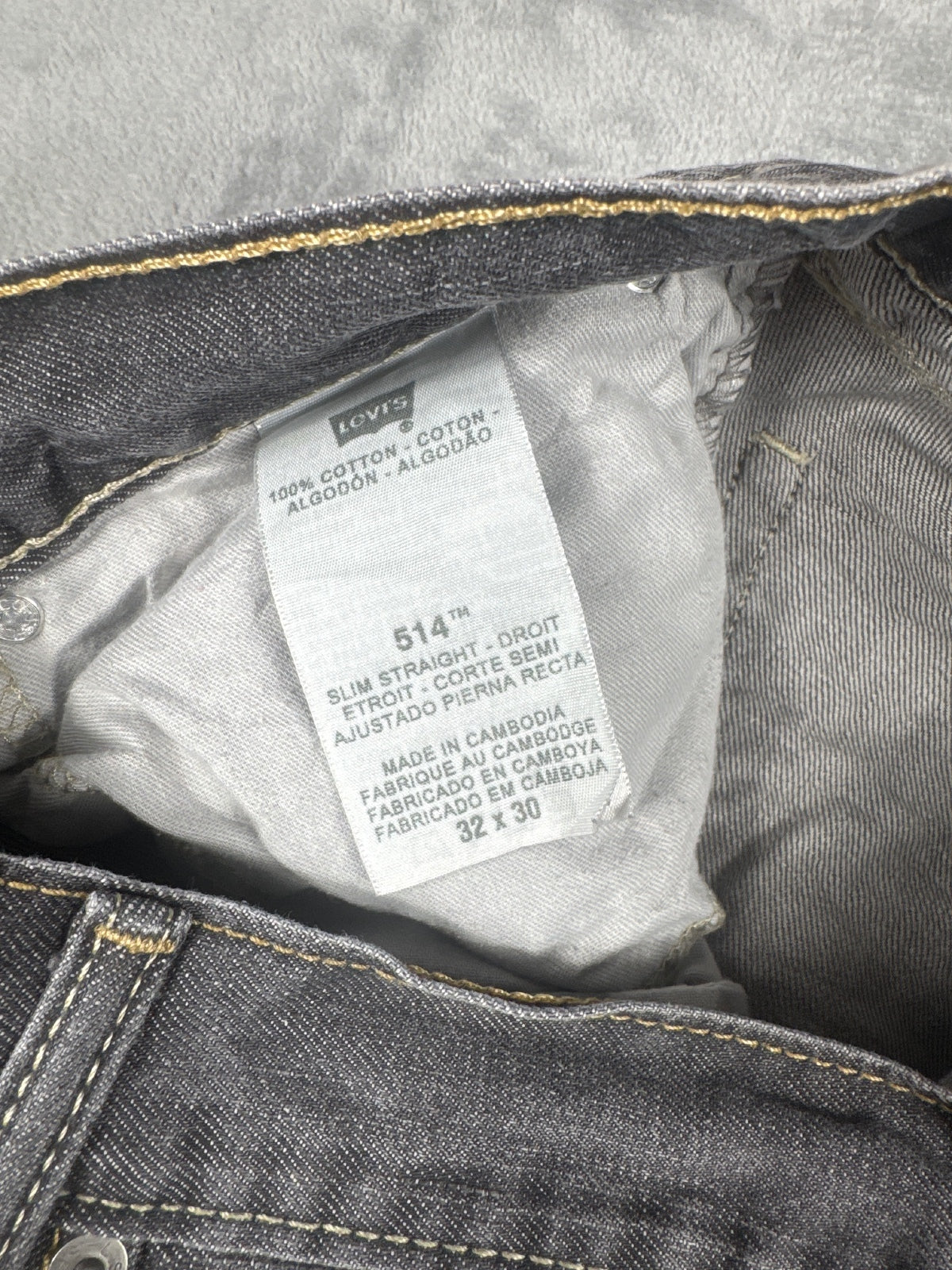 Levi's 514 Slim Straight Grey Denim Jeans Size 32x30