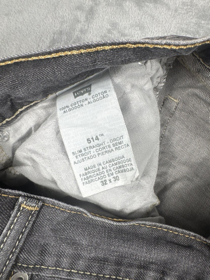 Levi's 514 Slim Straight Grey Denim Jeans Size 32x30