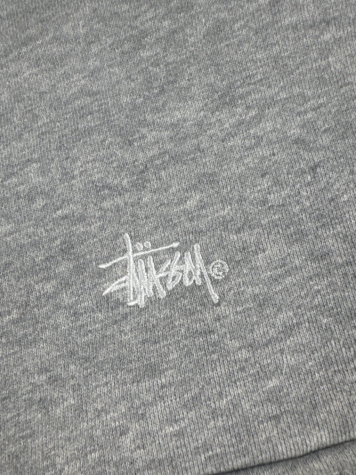 Stussy Grey and White Cropped Quarter Zip Sweatshirt Size 6