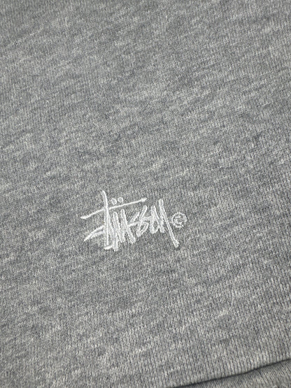 Stussy Grey and White Cropped Quarter Zip Sweatshirt Size 6