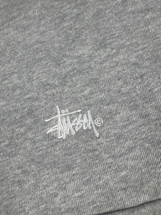 Stussy Grey and White Cropped Quarter Zip Sweatshirt Size 6