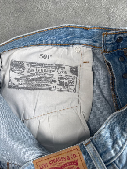 Levi's 501 Light Blue Distressed Denim Shorts W32