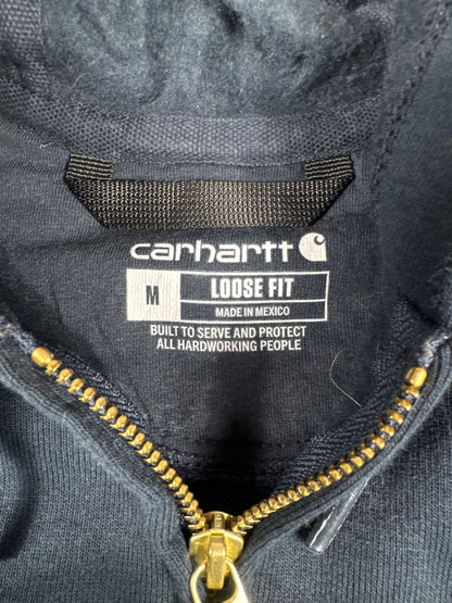 Carhartt Loose Fit Medium Navy Blue Zip-Up Hoodie Sweatshirt