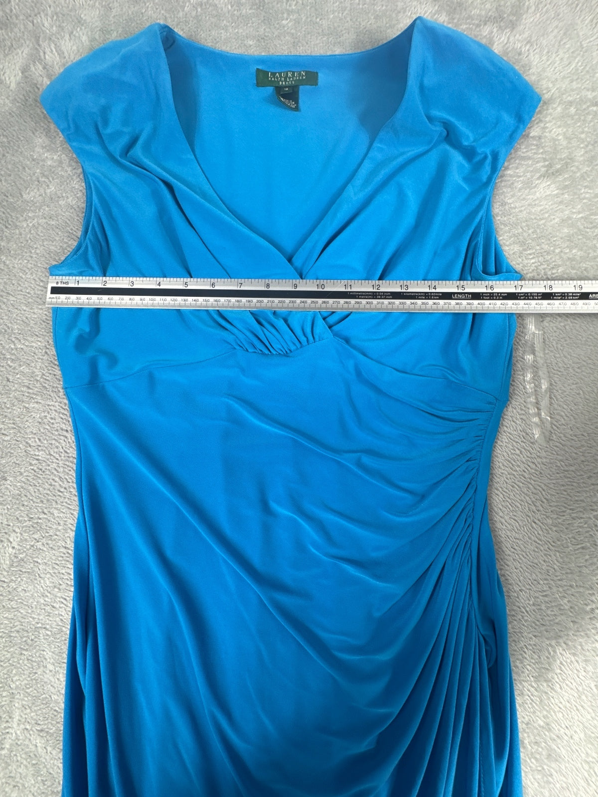 Lauren Ralph Lauren Blue Ruched Sheath Dress Size 12