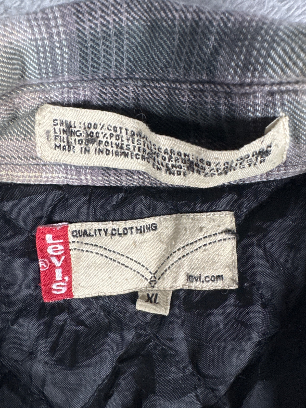 Levi's Quilted Lined Plaid Shirt Jacket Size XL
