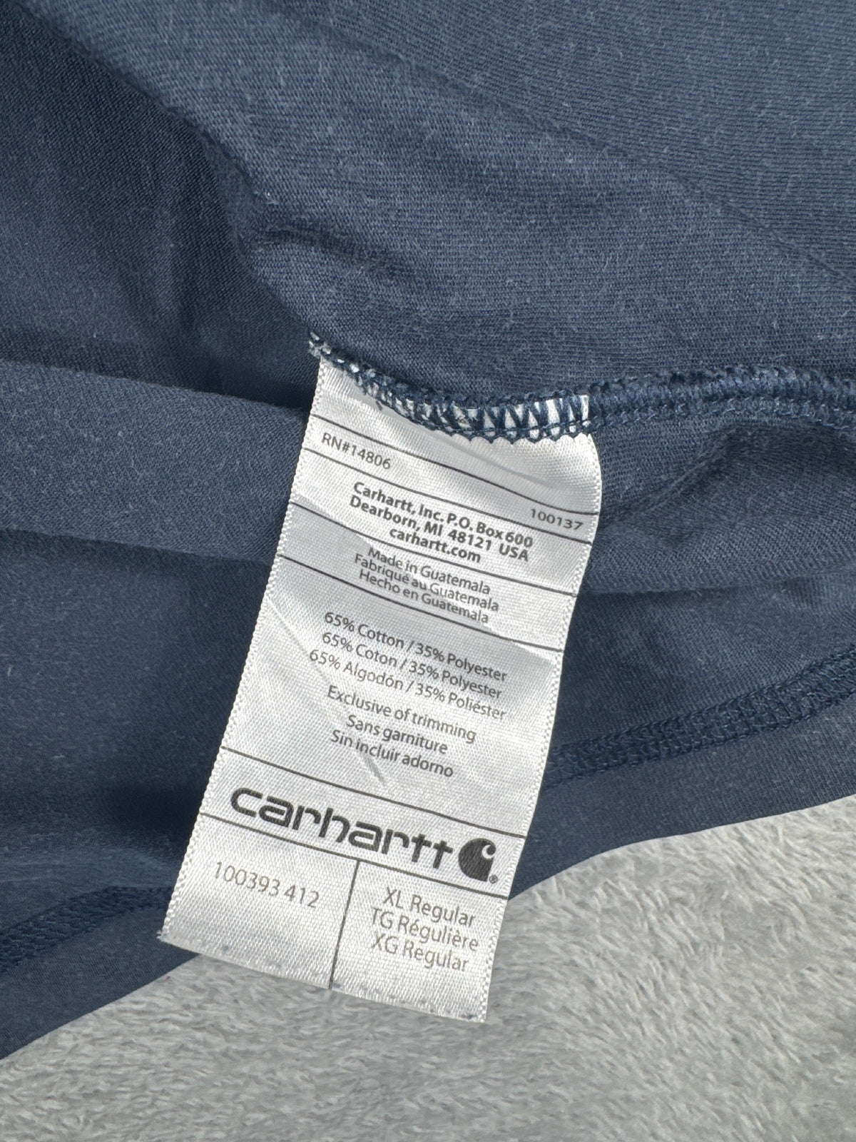 Carhartt Relaxed Fit Long Sleeve Navy T-Shirt Size XL