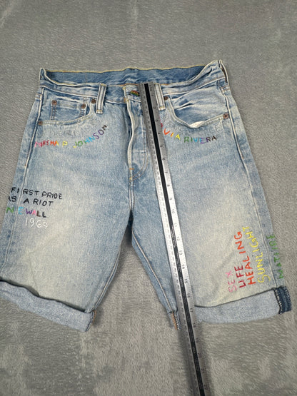 Levi's 501 Denim Shorts with Pride Rainbow Embroidery W29