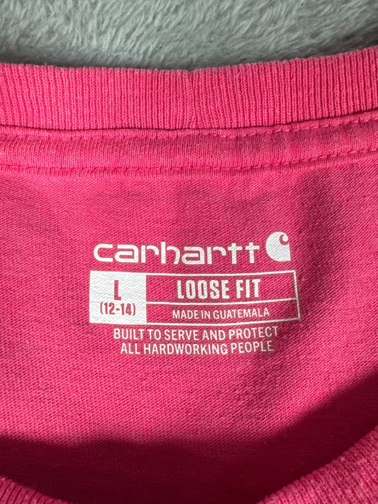 Carhartt Loose Fit Long Sleeve Pink T-Shirt Size L