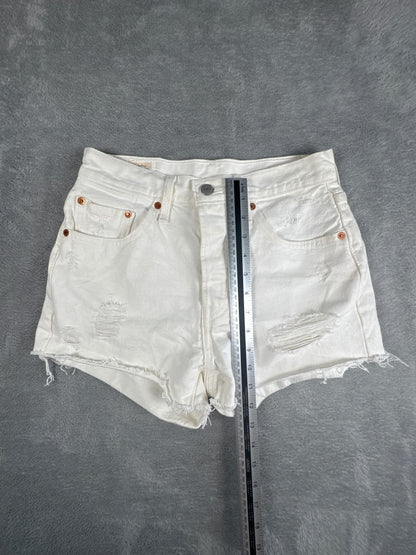 Levi's 501 White Denim Shorts Size W26