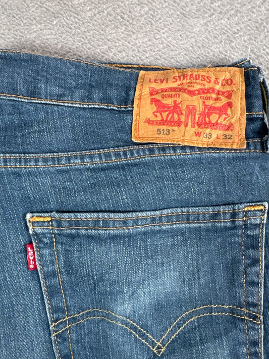 Levi's 513 Slim Straight Blue Denim Jeans W33 L32