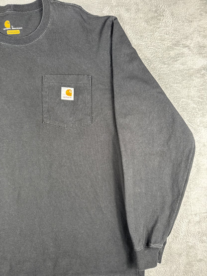 Carhartt Original Fit Long Sleeve Black Pocket T-Shirt SizeL