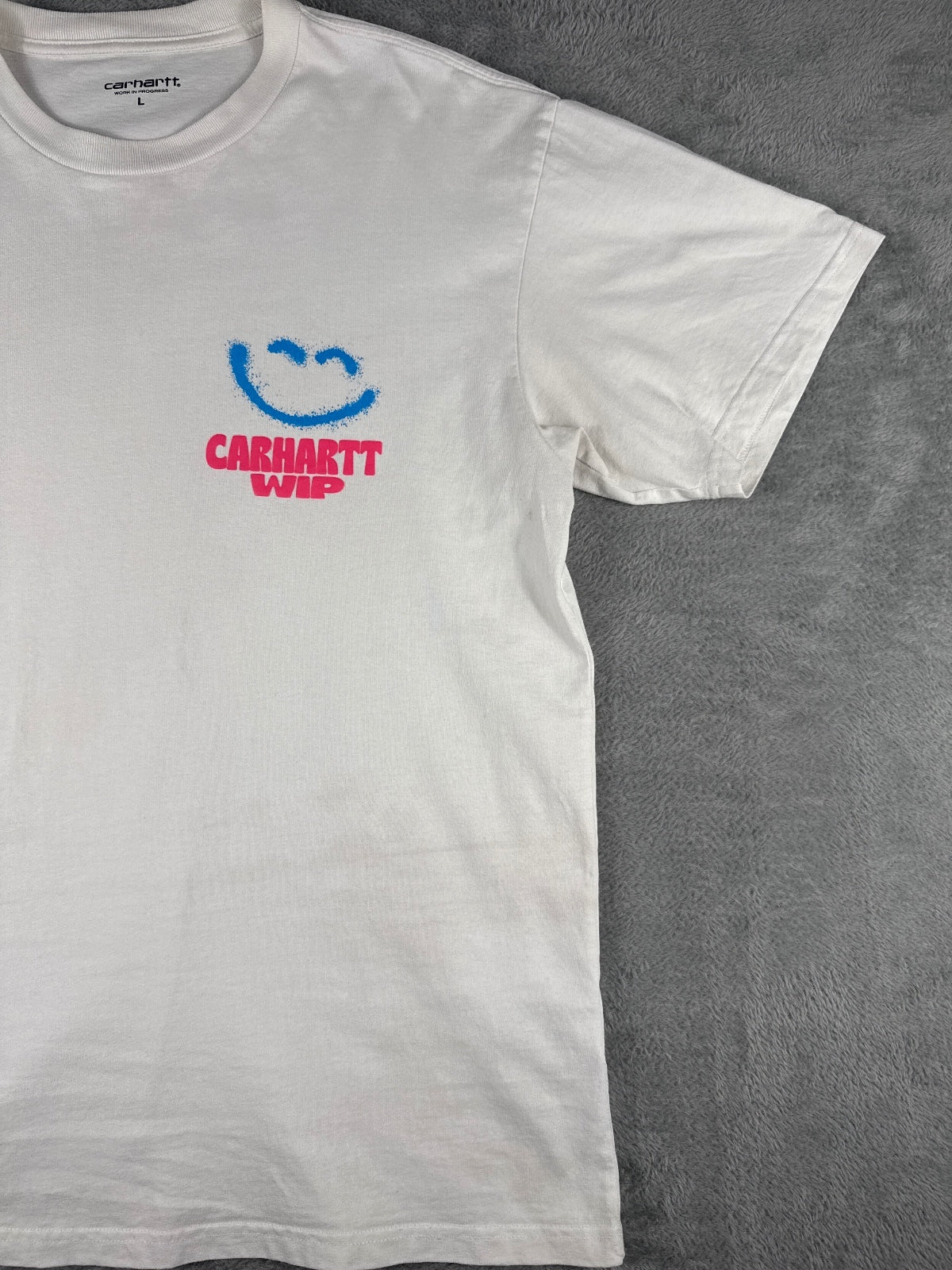Carhartt WIP White Smiley Logo T-Shirt Large
