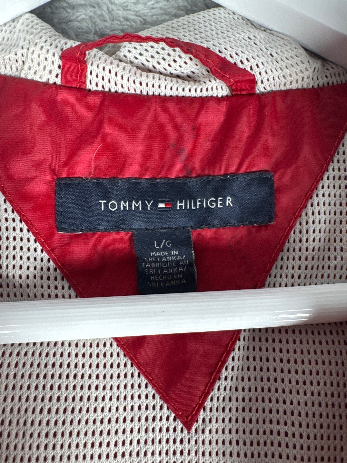 Tommy Hilfiger Red Hooded Windbreaker Jacket Size L