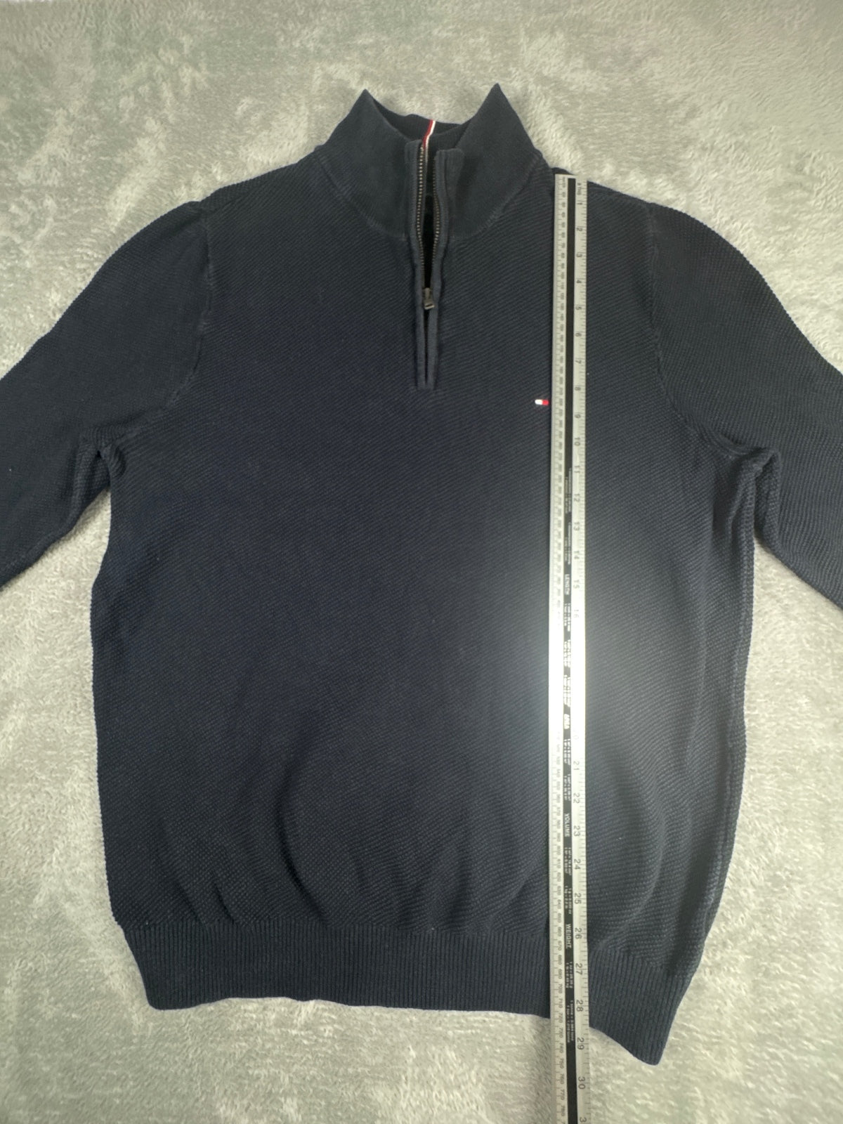 Tommy Hilfiger Men's Black Cotton Quarter-Zip Sweater XL