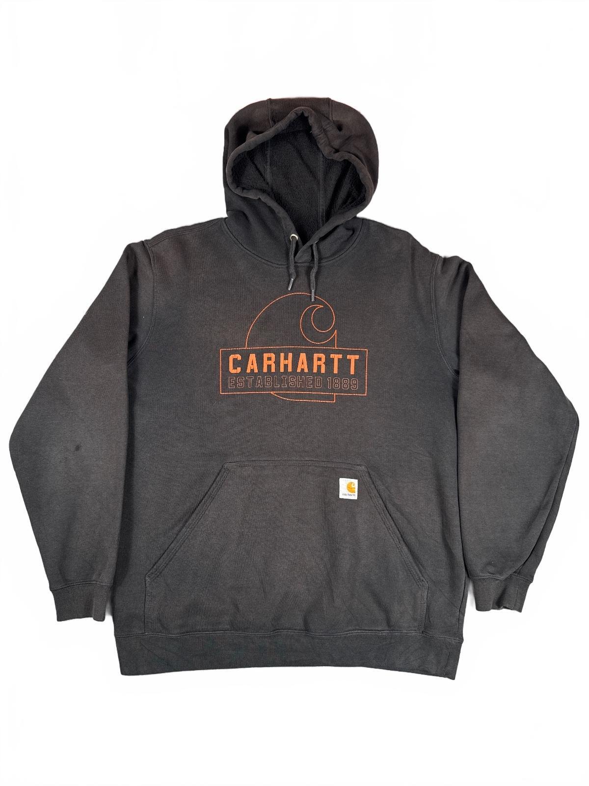 Carhartt Black Hoodie with Orange Logo Established 1889