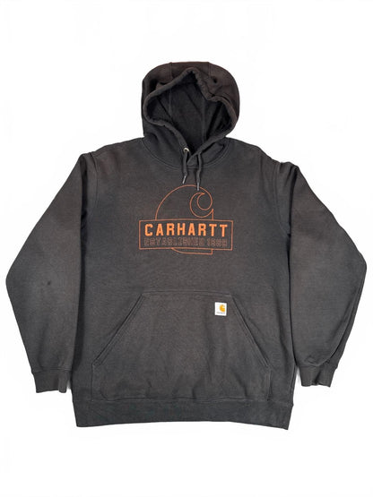 Carhartt Black Hoodie with Orange Logo Established 1889
