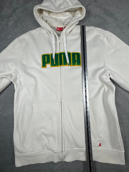 Puma White Hooded Zip-Up Sweatshirt Size L