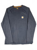 Carhartt Relaxed Fit Long Sleeve Navy Blue Pocket T-Shirt, M