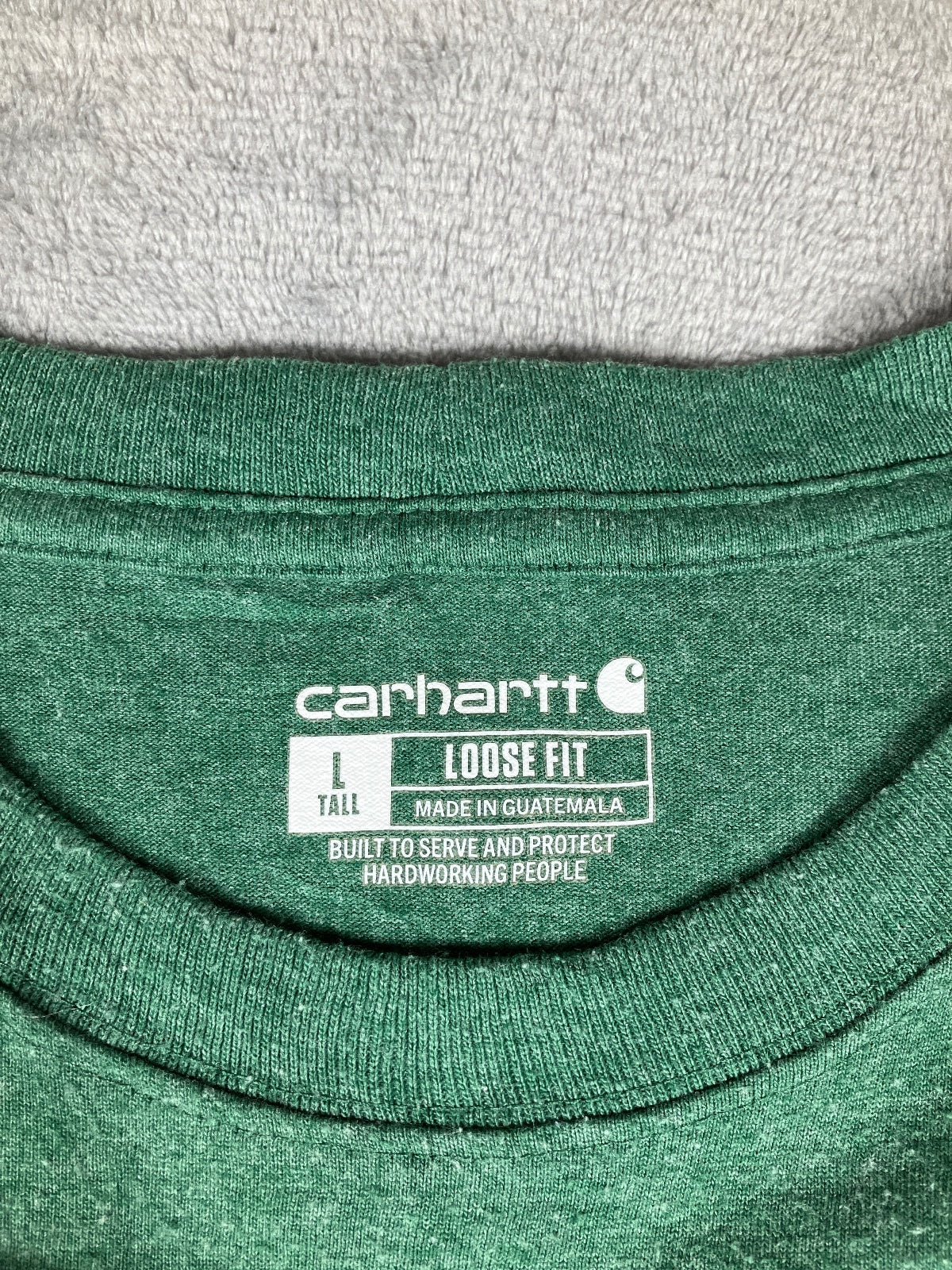 Carhartt Loose Fit Long Sleeve Green Pocket T-Shirt Size L