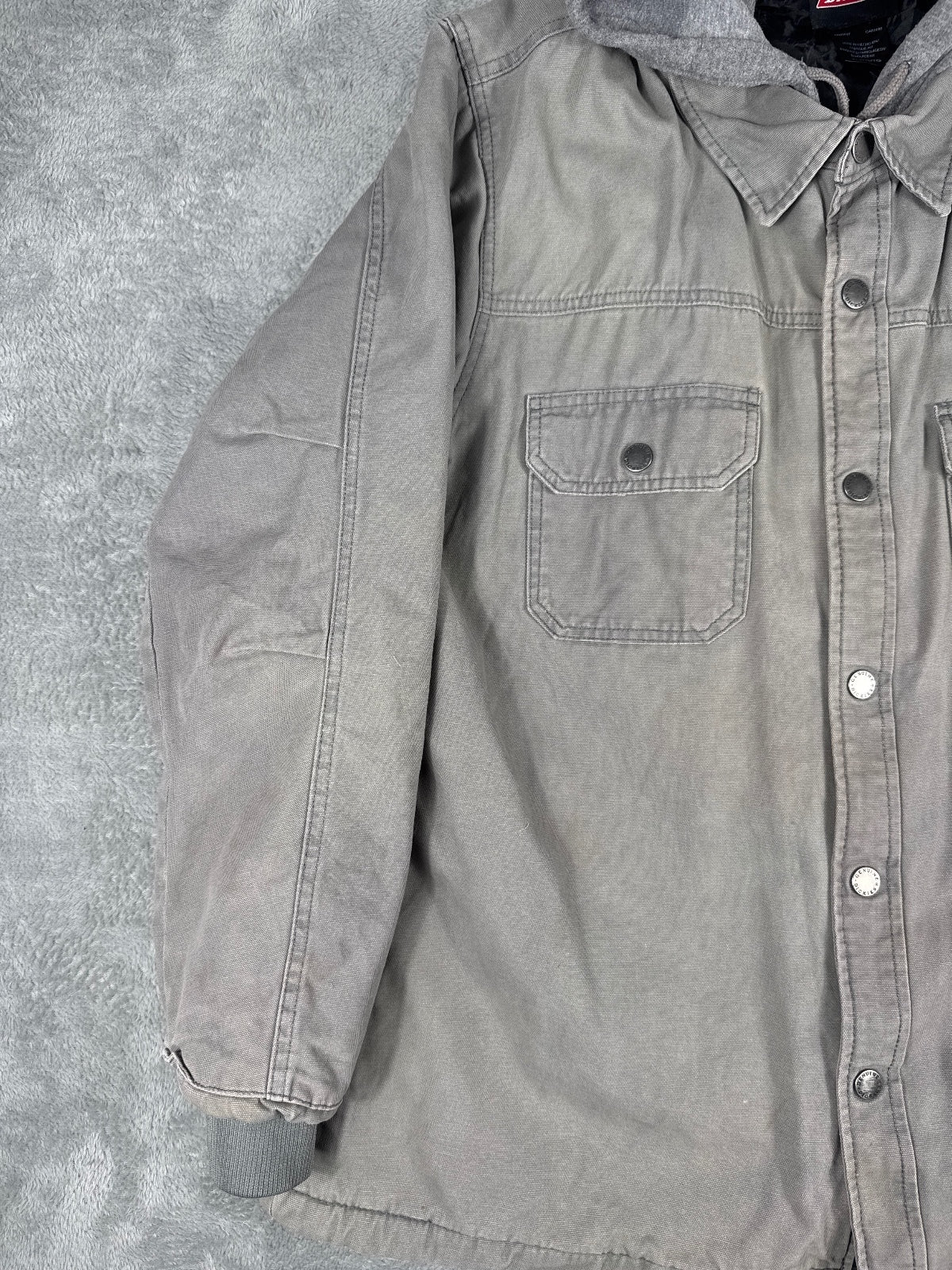 Retro Vintage Dickies Men's Hooded Jacket in Grey, Size XL