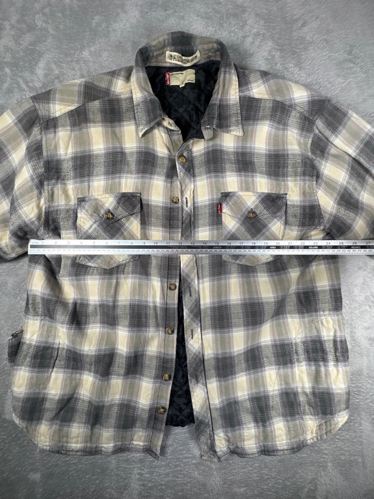 Levi's Quilted Lined Plaid Shirt Jacket Size XL
