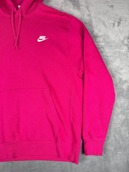 Nike Pink Pullover Hoodie with Front Pocket and Drawstring L