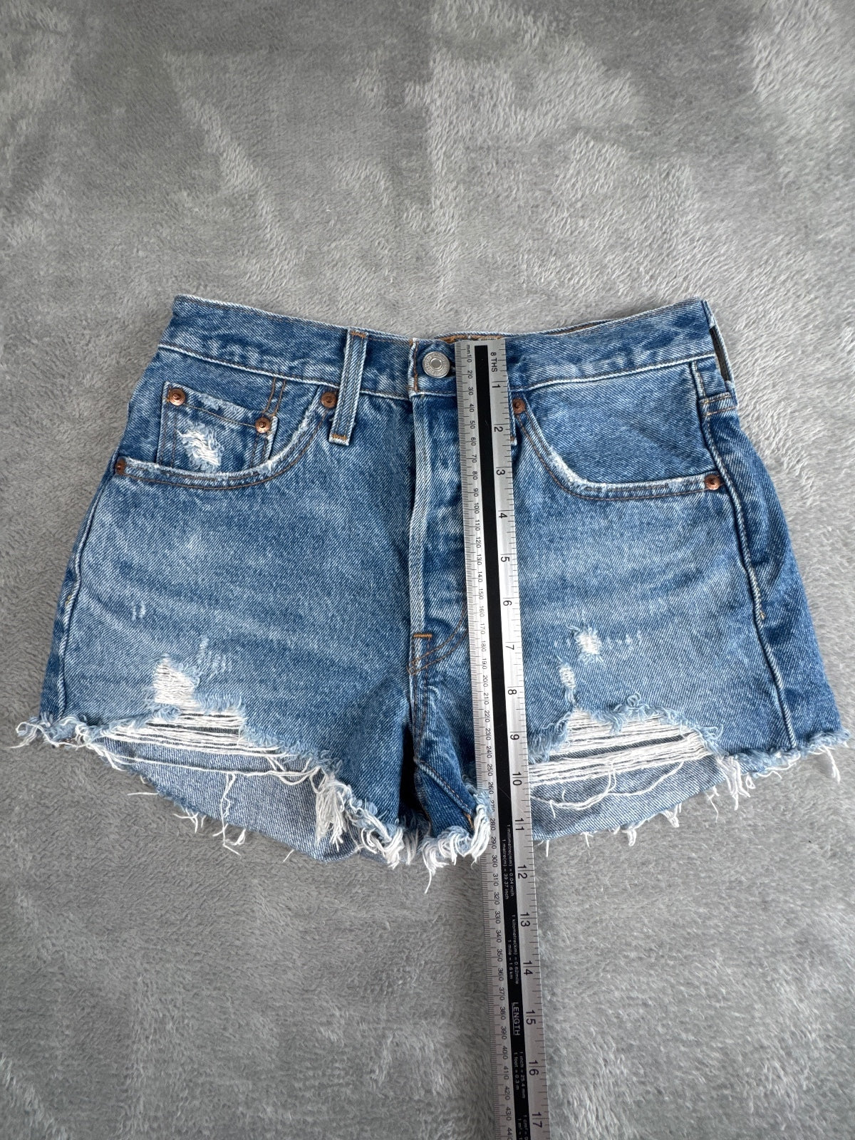 Levi's Premium Capital E 501 Distressed Denim Shorts W24