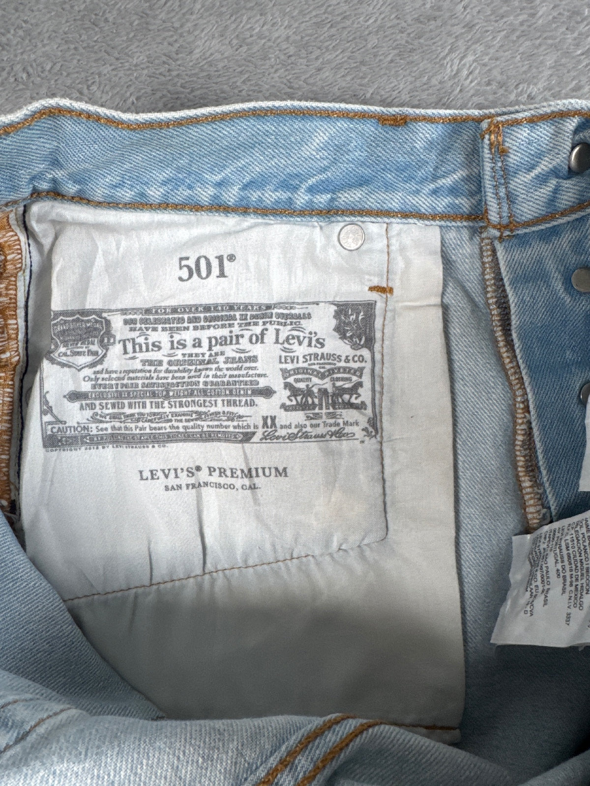 Levi's Premium Capital E 501 Light Blue Denim Shorts W29