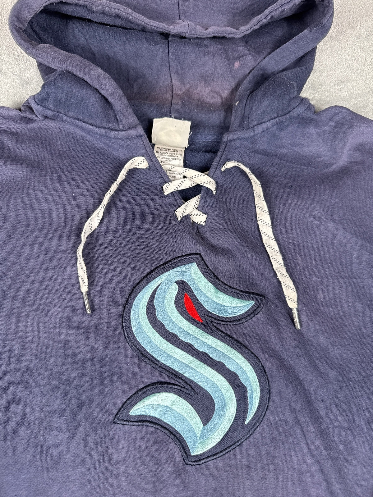 Southpaw Navy Blue Hoodie with Light Blue Stripes - 2XL