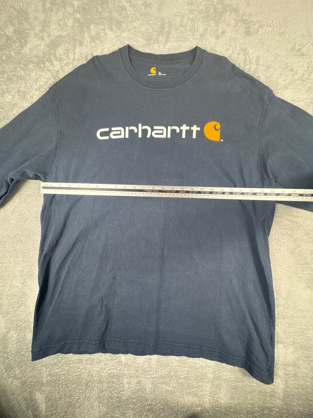 Carhartt Navy Blue Long Sleeve Logo T-Shirt Size XL