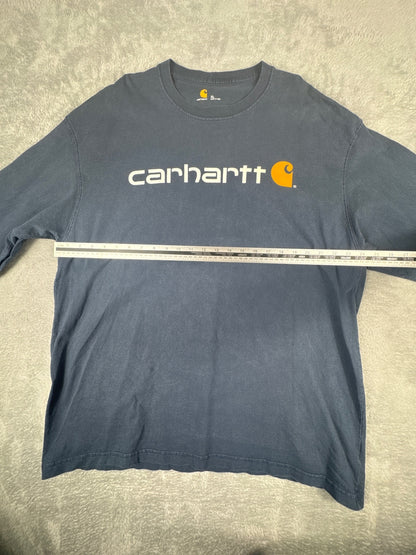 Carhartt Navy Blue Long Sleeve Logo T-Shirt Size XL