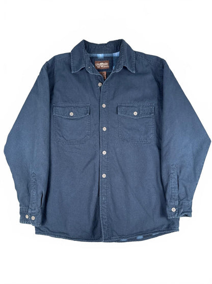 Levi's Navy Blue Cotton Button-Up Shirt Jacket with Fleece L
