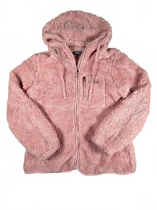 Reebok Pink Sherpa Fleece Hoodie Jacket Size L