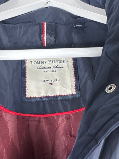 Tommy Hilfiger Long Quilted Puffer Coat in Navy Blue Size L
