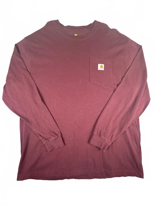 Carhartt Original Fit Long Sleeve T-Shirt Burgundy Size XL